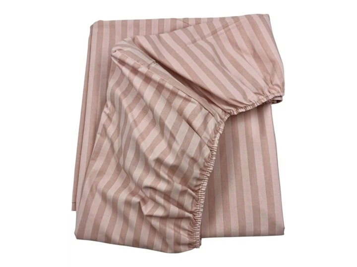 Простирадло на гумці "Stripes Beige" з бязі голд 160х200 см - зображення 2