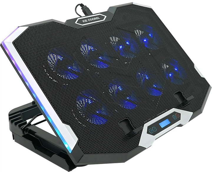 Охлаждающая подставка для ноутбука Ice Coorel K10 10-17" RGB Black (YT35671) - Фото 1 Охлаждающая подставка для ноутбука Ice Coorel K10 10-17" RGB Black (YT35671) - изображение 1