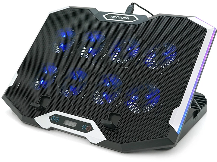 Охлаждающая подставка для ноутбука Ice Coorel K10 10-17" RGB Black (YT35671) - Фото 2 Охлаждающая подставка для ноутбука Ice Coorel K10 10-17" RGB Black (YT35671) - изображение 2