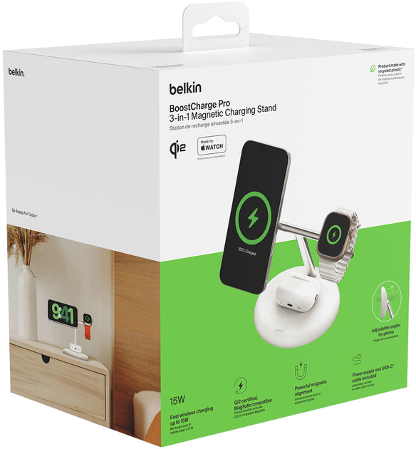 Ładowarka Belkin BoostCharge Pro MagSafe 3-in-1 White (WIZ023VFWH) - obraz 6