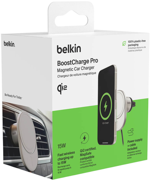 Автомобільний зарядний пристрій Belkin BoostCharge Pro Magnetic Qi2 15W White (WIC008BTGR-V2) - зображення 9