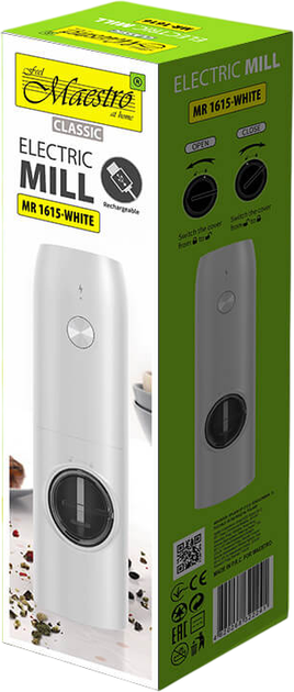 Электрический измельчитель Maestro h-18 см Белый USB (MR-1615-WHITE) - Фото 3 Электрический измельчитель Maestro h-18 см Белый USB (MR-1615-WHITE) - изображение 3
