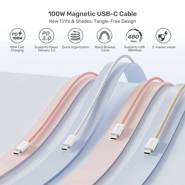 Кабель Unitek 100W Magnetic USB-C Cable White (C14141AWH01-1M) - зображення 13
