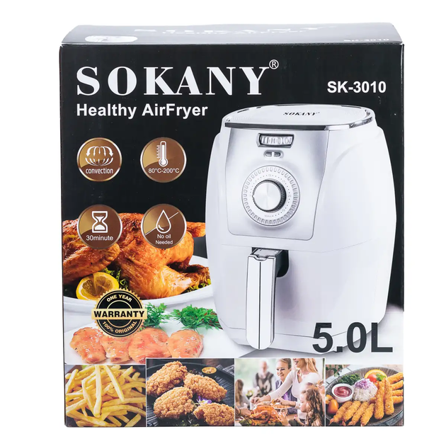 Аэрофритюрница электрическая Sokany SE-3010 с таймером 1500вт с антипригарным покрытием - изображение 7