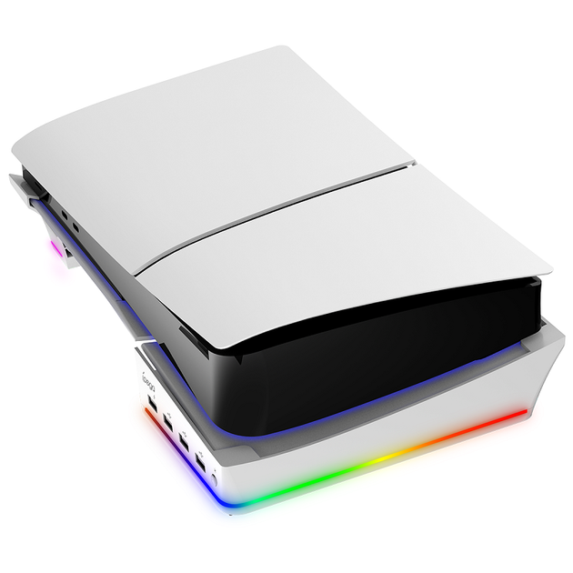 Мультифункциональная RGB горизонтальная подставка IPega PG-P5S021 для Playstation 5 Slim и PS5 Pro белая - изображение 4