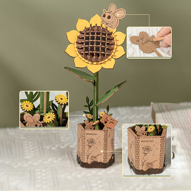 3D klocki Robotime Sunflower TW011 (6946785119220) - obraz 4