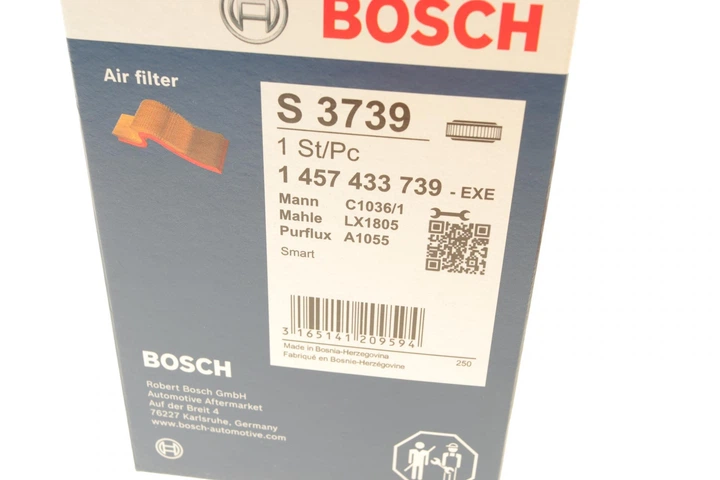 Фильтр воздушный Smart 0.6-0.7i - 1 457 433 739 BOSCH - Фото 5 Фильтр воздушный Smart 0.6-0.7i - 1 457 433 739 BOSCH - изображение 5