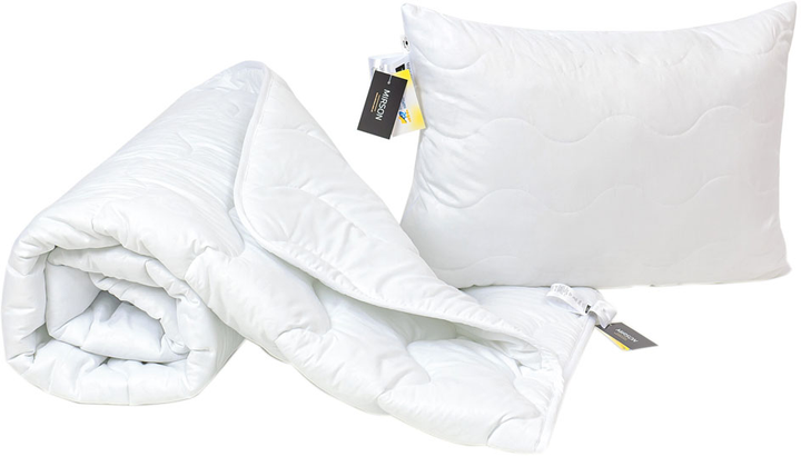 Набір антиалергенний EcoSilk Супер Теплий №758 Eco Light White (ковдра 220х240 + подушка 50х70 середня) від Rozetka на платформі USKIDKA Акція на Набір антиалергенний EcoSilk Супер Теплий №758 Eco Light White (ковдра 220х240 + подушка 50х70 середня) від Rozetka