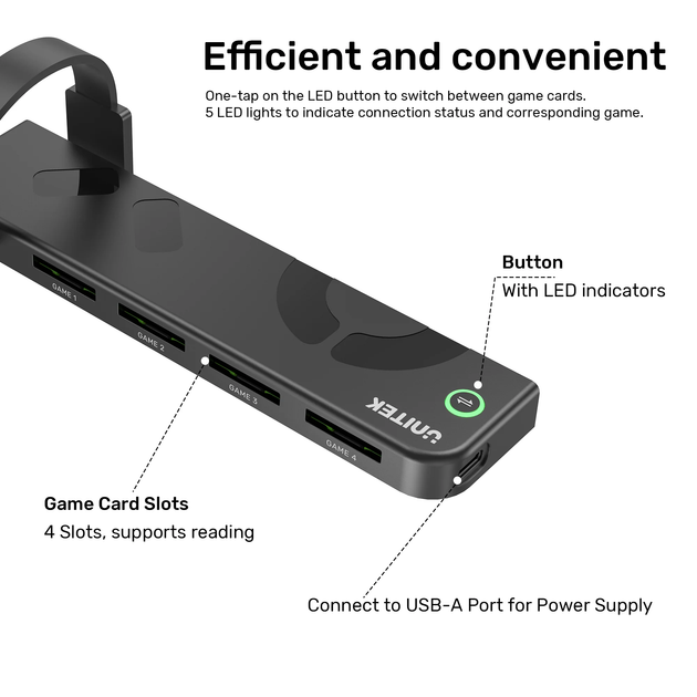 Кардрідер Unitek 4-in-1 Game Card Reader with Remote Black (G1002E01) - зображення 5