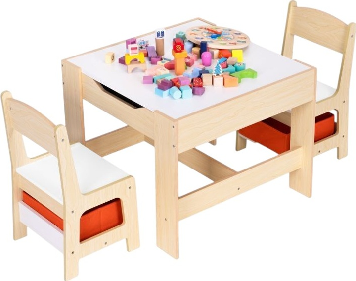 Zestaw dziecięcy EcoToys stół z 2 krzesełkami i blatem do rysowania kredą (ZKC-1C) (5905817006755) - obraz 4