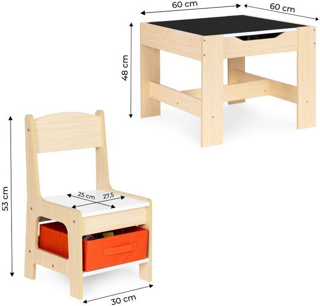 Zestaw dziecięcy EcoToys stół z 2 krzesełkami i blatem do rysowania kredą (ZKC-1C) (5905817006755) - obraz 12