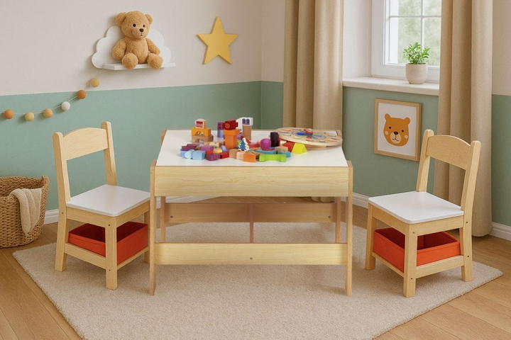 Zestaw dziecięcy EcoToys stół z 2 krzesełkami i blatem do rysowania kredą (ZKC-1C) (5905817006755) - obraz 13