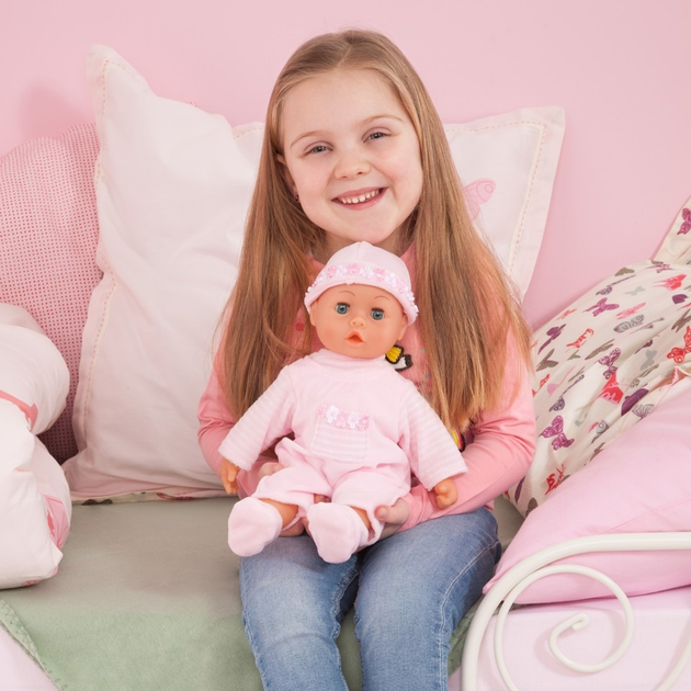Lalka Bobas Bayer First Word Baby 38 cm miękki różowy (30543) (4003336417500) - obraz 6