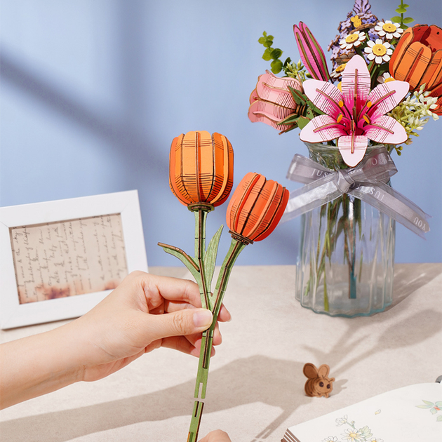 3D klocki Robotime Orange Tulip TW081 (6946785122343) - obraz 5