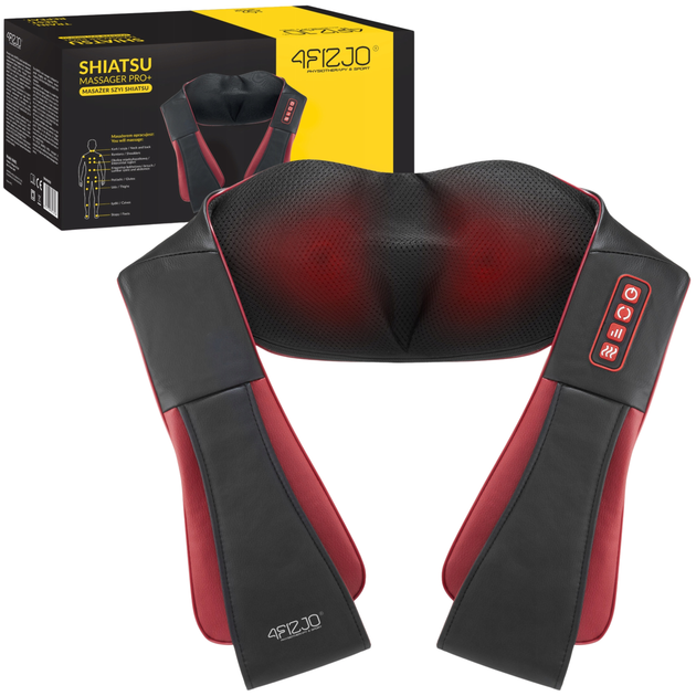 Накидка-массажёр 4FIZJO Shiatsu Pro+ для шеи и спины Black/Red (P
