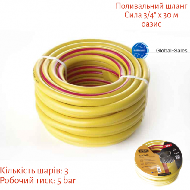 Шланг поливочный Сила 3/4" x 30 м оазис (550646) - Фото 2 Шланг поливочный Сила 3/4" x 30 м оазис (550646) - изображение 2