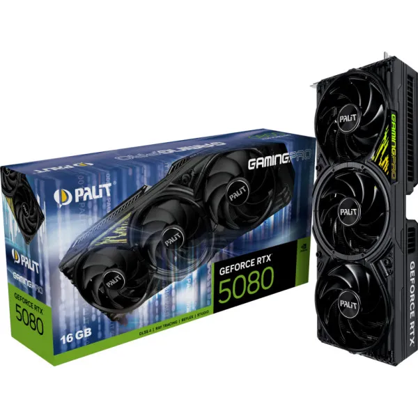 Видеокарта Palit GeForce RTX5080 GAMINGPRO OC 16GB GDDR7 256bit 3-DP HDMI (NE75080S19T2-GB2031A) - Фото 5 Видеокарта Palit GeForce RTX5080 GAMINGPRO OC 16GB GDDR7 256bit 3-DP HDMI (NE75080S19T2-GB2031A) - изображение 5