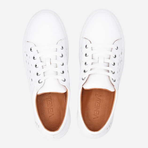 Trampki damskie skórzane ażurowe do kostki Venezia A005LEWHOSP118 41 (8UK) 26.5 cm Białe (5906140778999) - obraz 5