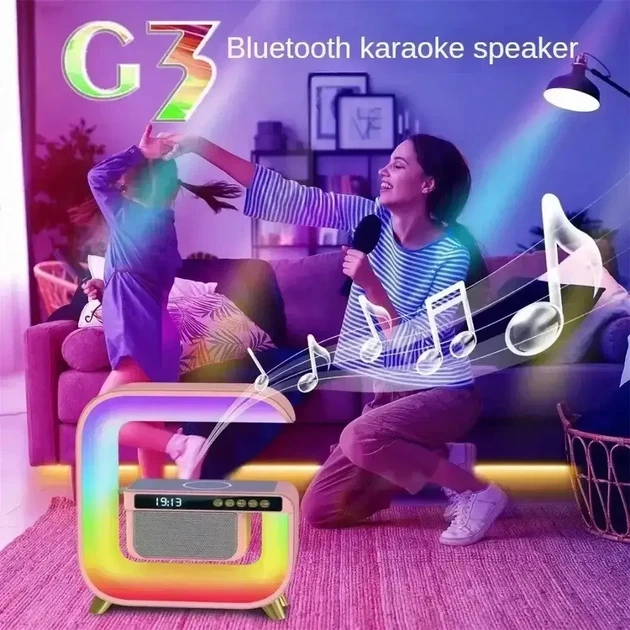 Ночник для детей аккумуляторный RGB G3 с беспроводной зарядкой 15W и Bluetooth колонкой 3W ночное освещение, детское освещение, лампа ночная - изображение 3