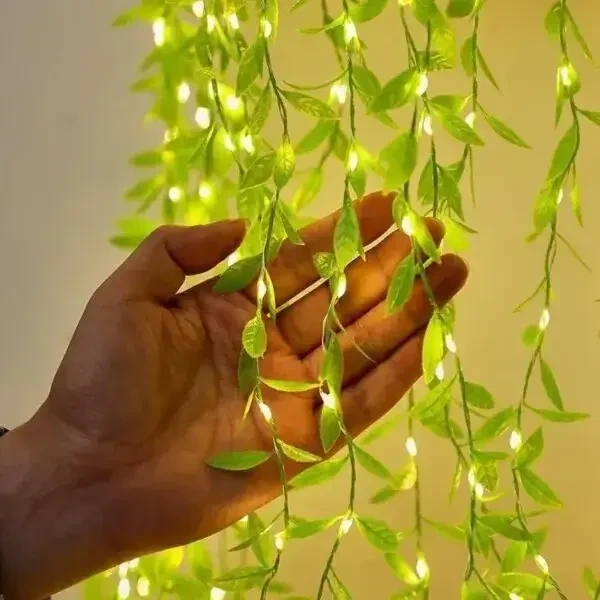 Гирлянда зеленая ива теплый белый Штора 200 LED 3х2 м Белый теплый для нового года, для праздника, для ночного освещения, на день рождения - Фото 4 Гирлянда зеленая ива теплый белый Штора 200 LED 3х2 м Белый теплый для нового года, для праздника, для ночного освещения, на день рождения - изображение 4