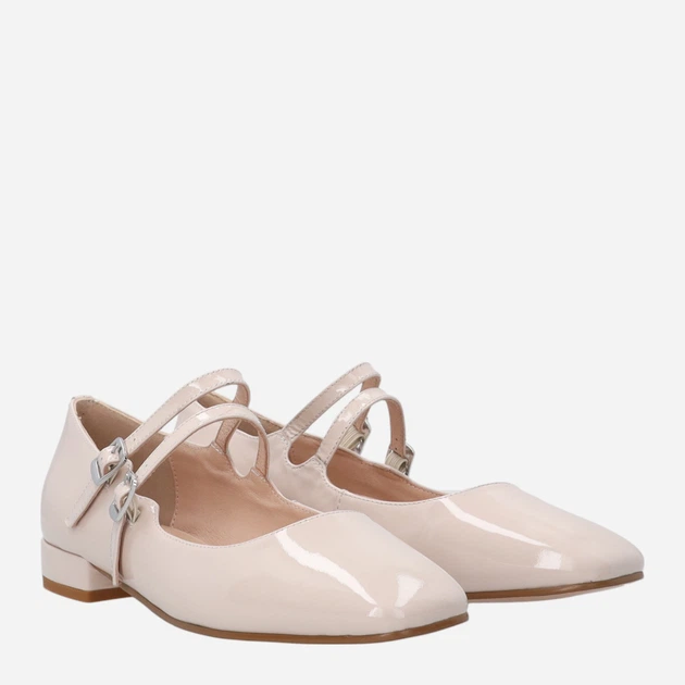 Baleriny damskie skórzane z paskiem Venezia L002PABEOBA141 41 (8UK) 26.5 cm Beżowe (5906140721285) - obraz 4