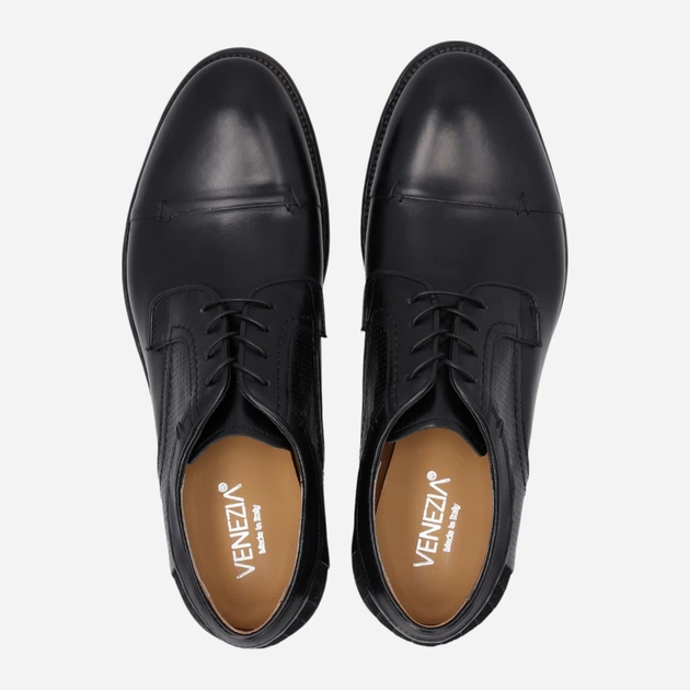 Buty derby męskie skórzane Venezia L025LEBLMEA019 42 (9UK) 42 cm Czarne (5906140831601) - obraz 5