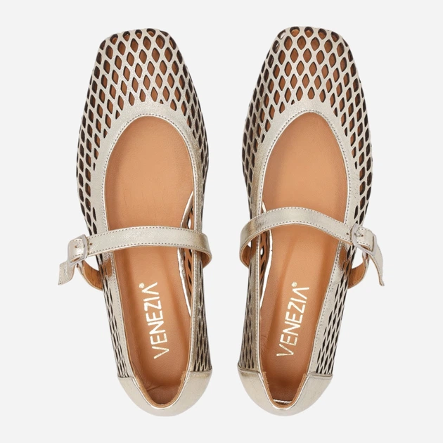 Жіночі балетки зі шкіри Venezia L094LEGOOBA034 40 (7UK) 26 см Золотисті (5906140906521) - зображення 5