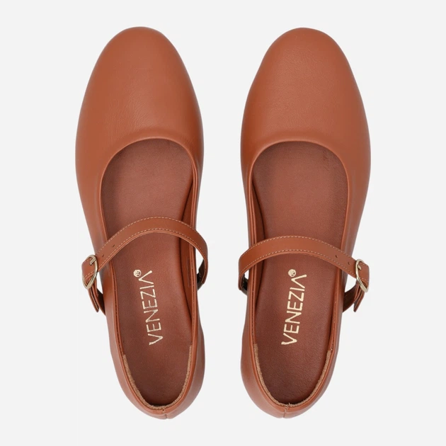 Жіночі балетки зі шкіри Venezia N013LEBROBA125 37 (4UK) 24 см Коричневі (5906140887691) - зображення 5