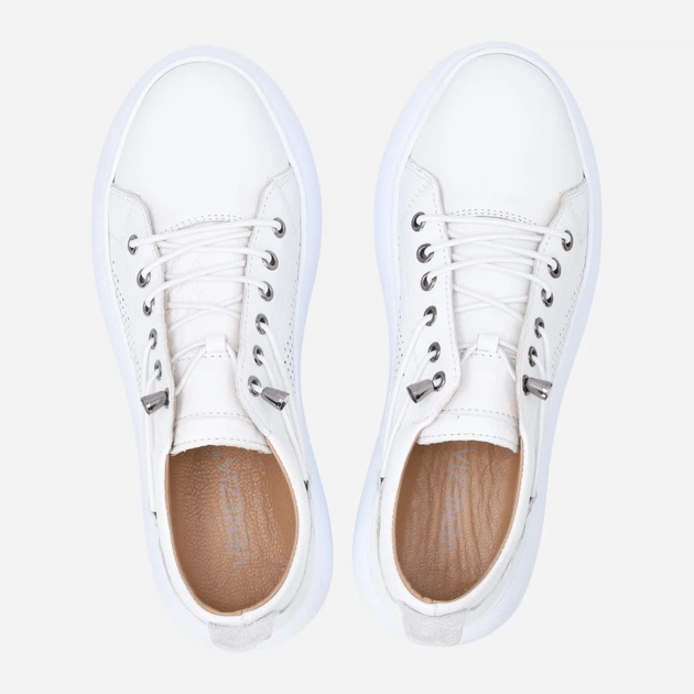Sneakersy damskie skórzane do kostki na platformie Venezia R095LEWHOSP047 39 (6UK) 25 cm Białe (5906140824269) - obraz 5