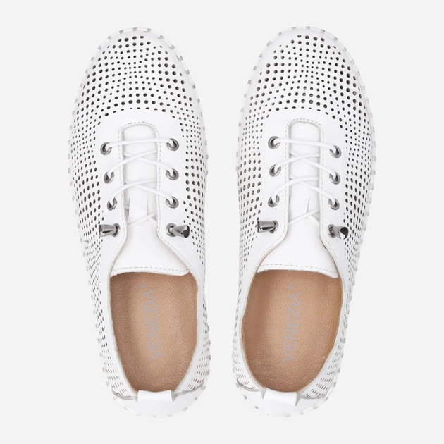 Półbuty damskie skórzane ażurowe Venezia R105LEWHOSP047 39 (6UK) 25 cm Białe (5906140823972) - obraz 5