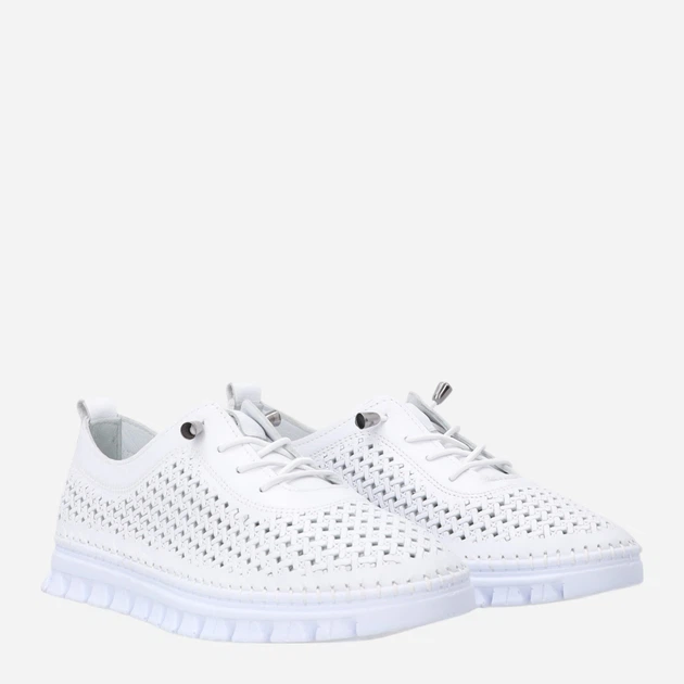 Półbuty damskie skórzane ażurowe sznurowane Venezia R124LEWHOSP047 36 (3UK) 23.5 cm Białe (5906140824535) - obraz 4