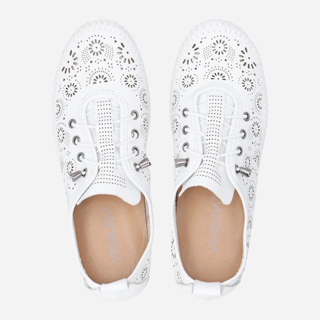 Półbuty damskie skórzane ażurowe Venezia R164LEWHOSP047 39 (6UK) 25 cm Białe (5906140835227) - obraz 5