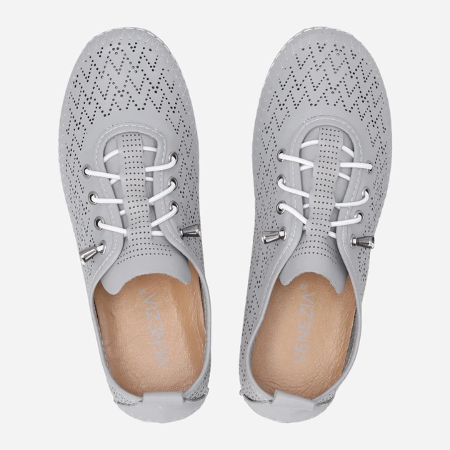 Półbuty damskie skórzane ażurowe Venezia R165LEGEOSP047 37 (4UK) 24 cm Szare (5906140829424) - obraz 5