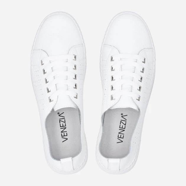 Sneakersy damskie skórzane do kostki Venezia S058LEWHOSP007 40 (7UK) 26 cm Białe (5906140642412) - obraz 5