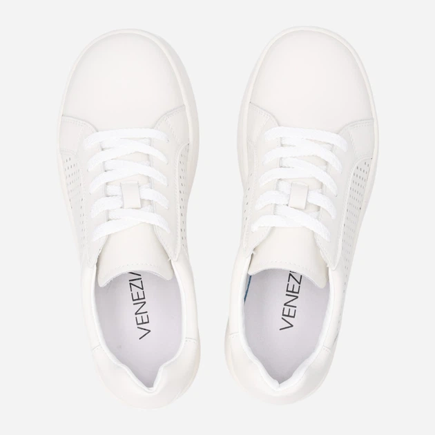 Sneakersy damskie skórzane do kostki na platformie Venezia S064LEWHOSP007 40 (7UK) 26 cm Białe (5906140642771) - obraz 5