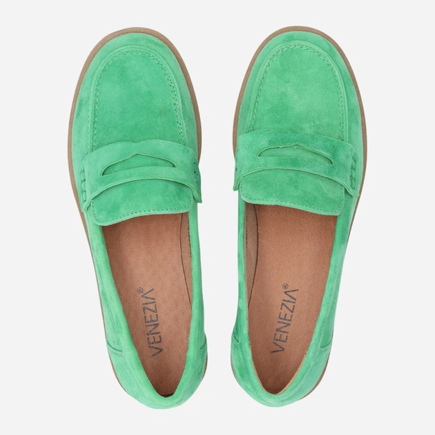 Жіночі лофери зі шкіри Venezia S141SUGROBM007 37 (4UK) 24 см Зелені (5906140646809) - зображення 5