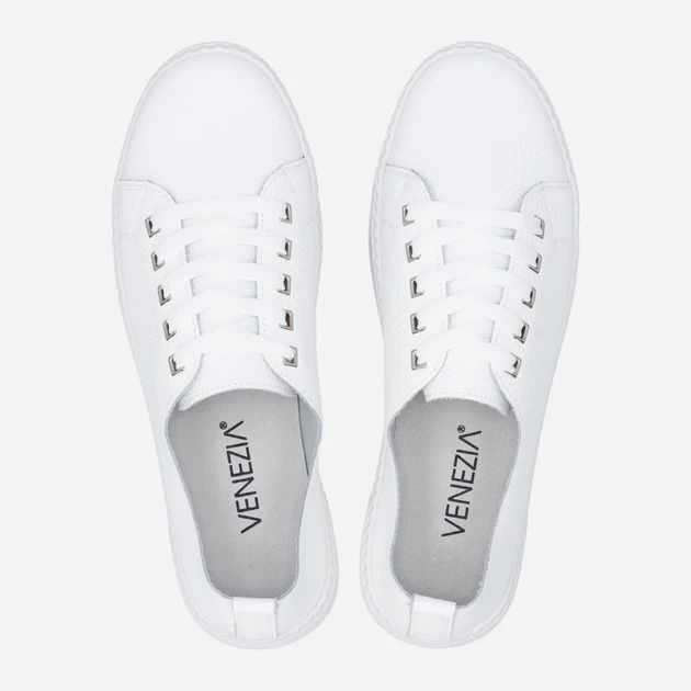 Sneakersy damskie skórzane do kostki Venezia S204LEWHOSP007 39 (6UK) 25 cm Białe (5906140647967) - obraz 5