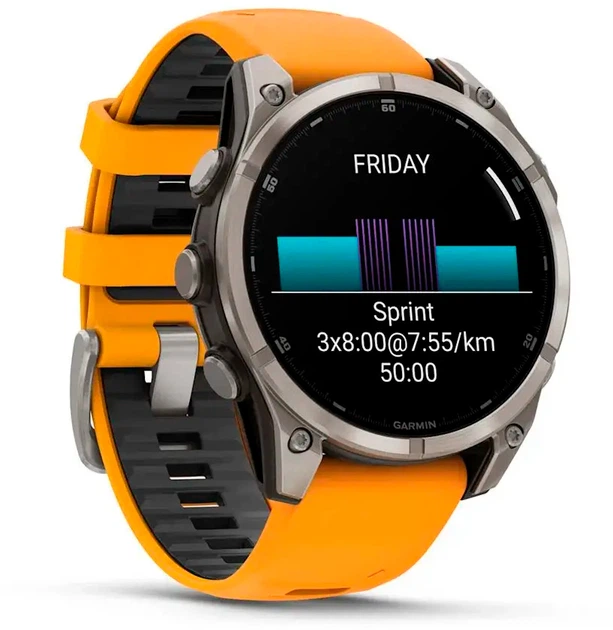 Смарт-часы Garmin fenix 8 47mm AMOLED Sapphire Titanium with a spark Orange and Graphite Silicone Band (010-02904-11) - Фото 4 Смарт-часы Garmin fenix 8 47mm AMOLED Sapphire Titanium with a spark Orange and Graphite Silicone Band (010-02904-11) - изображение 4
