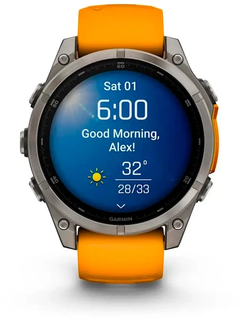 Смарт-часы Garmin fenix 8 47mm AMOLED Sapphire Titanium with a spark Orange and Graphite Silicone Band (010-02904-11) - Фото 8 Смарт-часы Garmin fenix 8 47mm AMOLED Sapphire Titanium with a spark Orange and Graphite Silicone Band (010-02904-11) - изображение 8