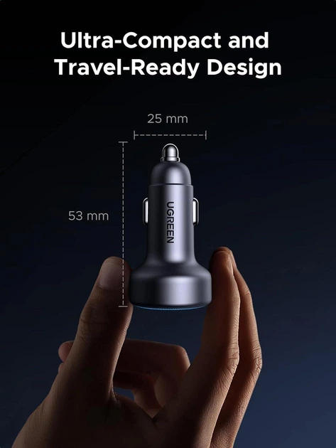Автомобільний зарядний пристрій UGREEN EC307 30 Вт, сумісність із iPhone 16/16 Pro/16 Pro Max/15/14, Samsung Black (45843) - зображення 3