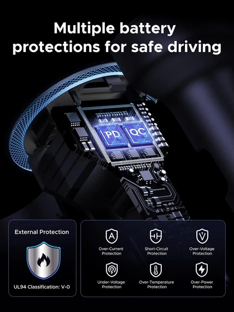 Автомобільний зарядний пристрій UGREEN EC307 30 Вт, сумісність із iPhone 16/16 Pro/16 Pro Max/15/14, Samsung Black (45843) - зображення 6