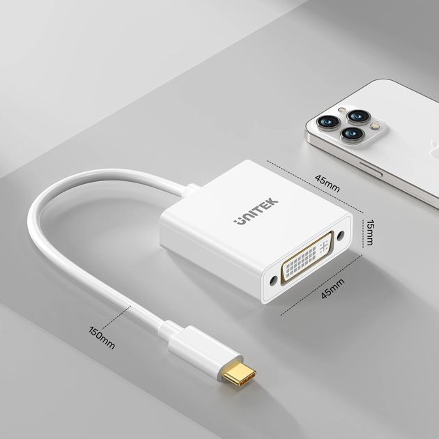 Adapter Unitek USB-C to DVI White (V1429A01) - obraz 5