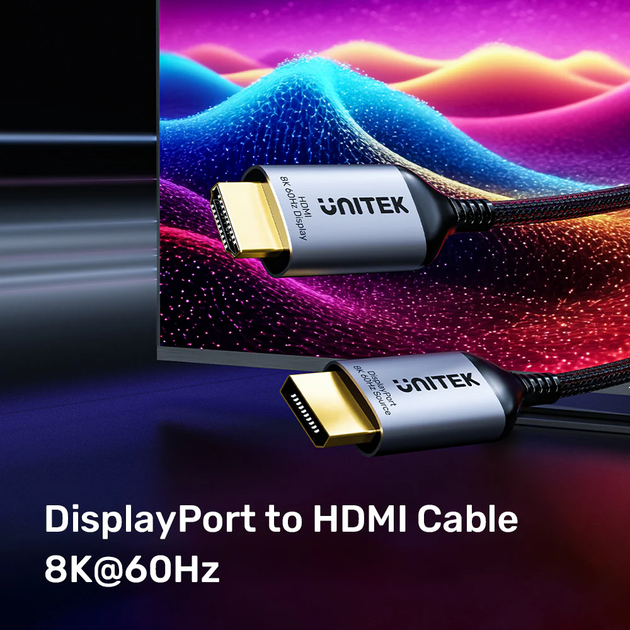 Кабель Unitek DisplayPort 1.4 to HDMI 8K Cable Space Grey (V1610A01) - зображення 7