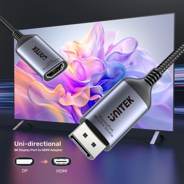 Адаптер Unitek 8K DisplayPort to HDMI Space Grey (V1611A01) - зображення 12