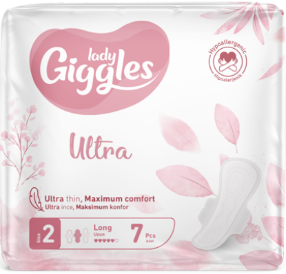 Гігієнічні прокладки Giggles Lady Ultra Long 2 з крил. 5 краплі 7 шт - Фото 1 Гігієнічні прокладки Giggles Lady Ultra Long 2 з крил. 5 краплі 7 шт - зображення 1