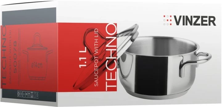 Каструля Vinzer Techno з кришкою 14 см 1.1 л (50078) - зображення 3