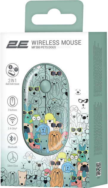 Мишка 2E MF300 PETSCATS Silent Wireless/Bluetooth Blue (2E-MF300WPETSBL) - зображення 2