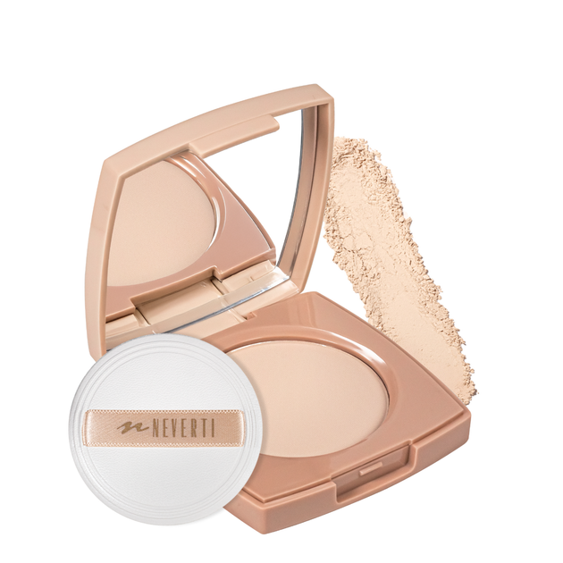 Пудра для лица водостойкая компактная Neverti Creamy Dimension (NP202), 001 Porcelain Beige Светло-бежевая - Фото 2 Пудра для лица водостойкая компактная Neverti Creamy Dimension (NP202), 001 Porcelain Beige Светло-бежевая - изображение 2