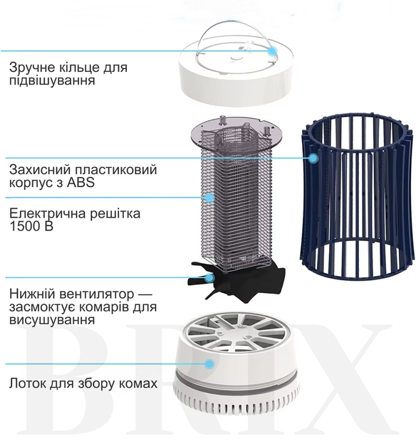 Лампа пастка акумуляторна від комарів електрична світильник від комах 2.5W 15м2 Білий - зображення 3