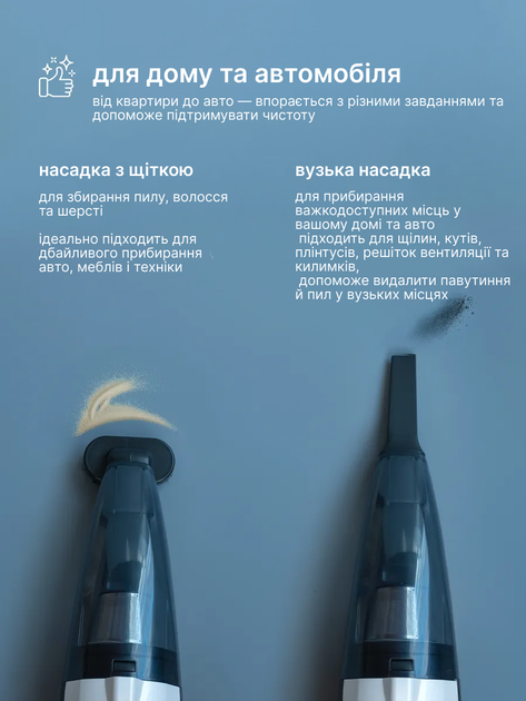 Пылесос для авто аккумуляторный 5-6kPa 2 режима питания Белый с черным - изображение 4